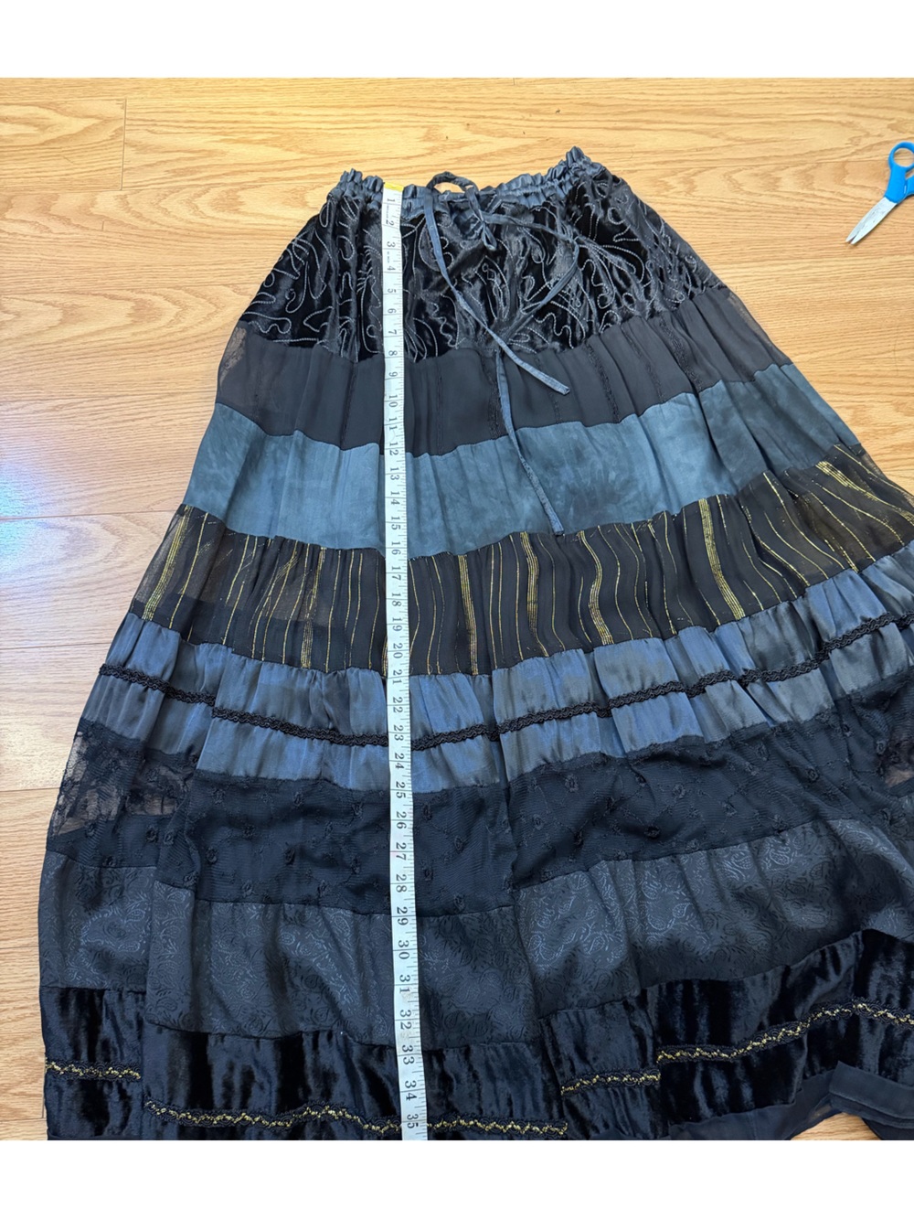 Monroe & Main Bohemian Black Tiered Maxi Skirt with Gold Accents - Picture 13 of 13
